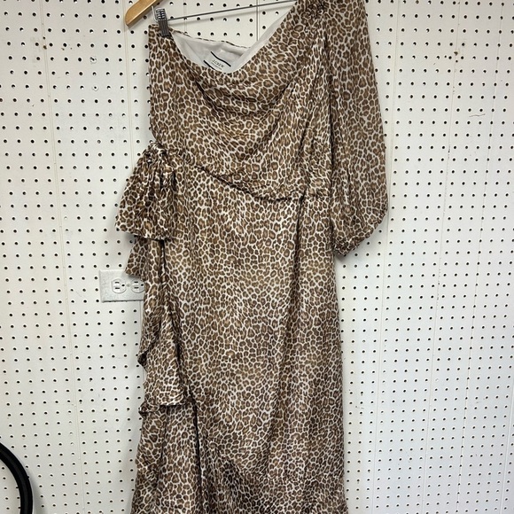 J.Crew One-shoulder ruffle-hem dress in leopar - Picture 3 of 7